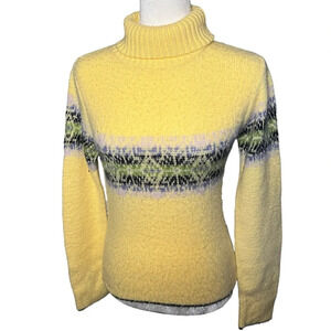 Y2K Fuzzy Turtleneck Ski Sweater Small Vintage